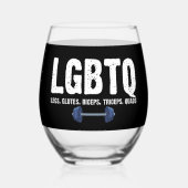 LGBTQ もも お尻 上腕二頭筋 上腕三頭筋 大腿四頭筋 筋トレ大好き ステムなしワイングラス (裏面)