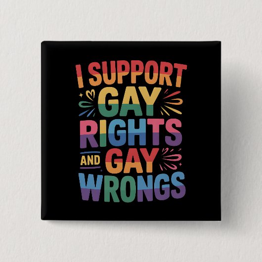 LGBTQ+を応援 ゲイの権利と正義を支持 缶バッジ (正面)