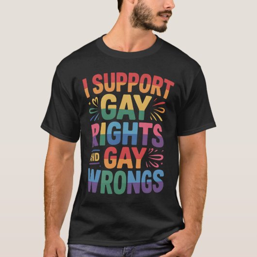 LGBTQ+を応援 ゲイの権利と正義を支持 Tシャツ (正面)
