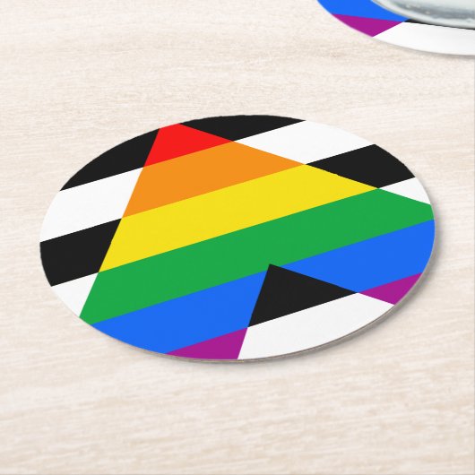 LGBTQ+ アライフラグ ラウンドペーパーコースター (アングル)