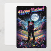 LGBTQ+アートゲイカップル月の下のイースターカード シーズンカード (正面/裏面)
