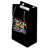 LGBTQ ウェディング ゲイ プライド お揃いの groom スクワッド スモールペーパーバッグ (裏面アングル)