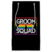 LGBTQ ウェディング ゲイ プライド お揃いの groom スクワッド スモールペーパーバッグ (正面)