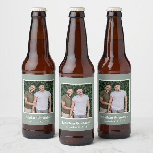 LGBTQ ウェディング フォト ビールラベル (ボトル)