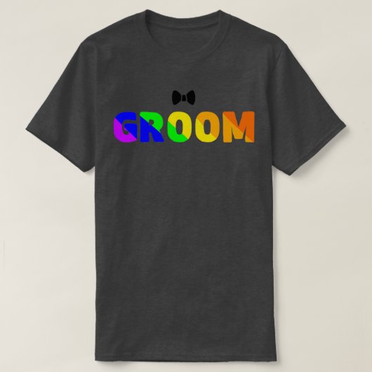 LGBTQ ウェディング レインボー 花婿 Tシャツ (デザイン正面)