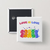 LGBTQ カラフル Love is Love Cats and Dogs 缶バッジ (正面&裏面)