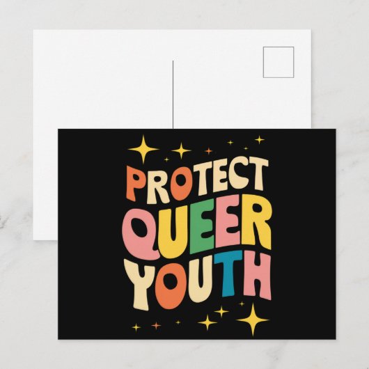 LGBTQ クィアの若者を守ろう トランスジェンダーの子供たちを守ろう ポストカード (正面/裏面)