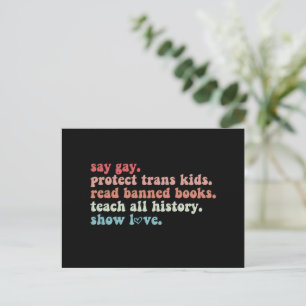 LGBTQ ゲイの権利を擁護 トランスジェンダーの子供たちを守る 禁書を読もう ポストカード