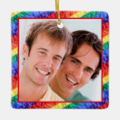 LGBTQ+ゲイプライドレインボー国旗カスタムのフォトフレーム セラミックオーナメント (正面)
