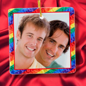 LGBTQ+ゲイプライドレインボー国旗カスタムのフォトフレーム セラミックオーナメント