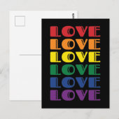 LGBTQ ゲイプライド 愛の繰り返しテキスト ポストカード (正面/裏面)