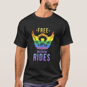 LGBTQ ゲイ ヒゲ 口ひげ クィア レインボー ライド Tシャツ