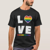 LGBTQ ゲイ プライド フラグ ディストレスド グランジ ラブ Tシャツ (正面)