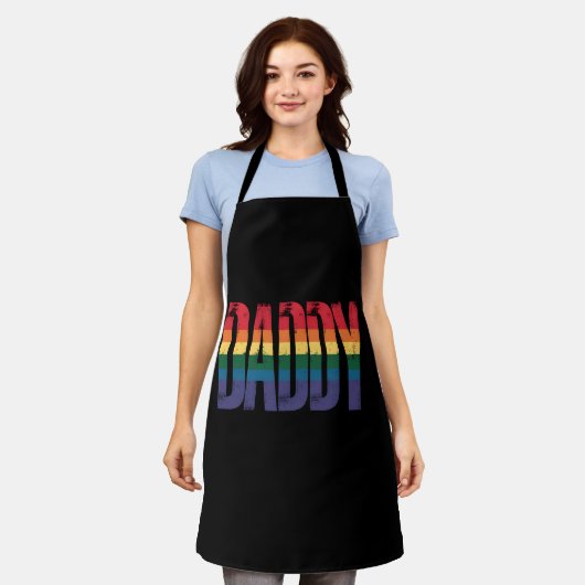 LGBTQ+ ゲイ プライド マンス 父の日 レインボー エプロン (着用した状態)