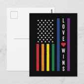 LGBTQ ゲイ プライド 愛が勝つ アメリカ国旗 ポストカード (正面/裏面)