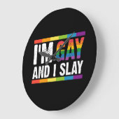 LGBTQ ゲイ プライド I'm Gay and I Slay ラージ壁時計 (傾斜)