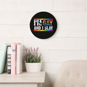 LGBTQ ゲイ プライド I'm Gay and I Slay ラージ壁時計