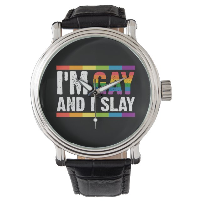 LGBTQ ゲイ プライド I'm Gay and I Slay 腕時計 (正面)