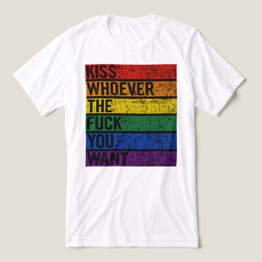 LGBTQ ゲイ レズビアン プライドマンス Tシャツ 誰でもキス (デザイン正面)