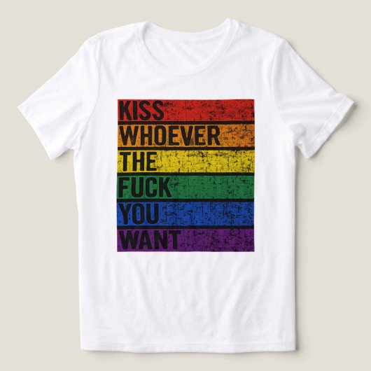 LGBTQ ゲイ レズビアン プライドマンス Tシャツ 誰でもキス (デザイン正面)