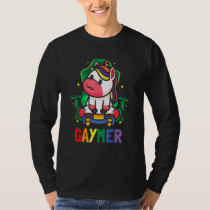 LGBTQ ゲーミング レズビアン ゲーマー ゲイマー ユニコーン レインボー Tシャツ