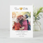 LGBTQ ゴールドハート Save the Date フォト付き セーブザデート (スタンド正面)