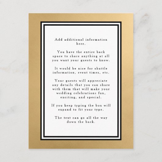 LGBTQ ゴールド モダン ウェディング 詳細 封入カード エンクロージャーカード (裏面)