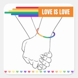 LGBTQ+ステッカー、愛は愛ステッカー、プライド スクエアシール