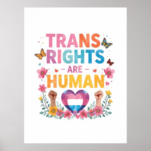 LGBTQ+ トランスジェンダーの権利は人権 デザイン ポスター (正面)