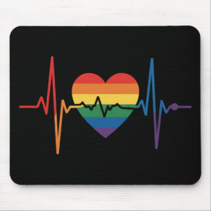 LGBTQ ハートビート ハート プライド ゲイ レズビアン トランスジェンダー バイセクシャル マウスパッド