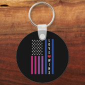 LGBTQ バイセクシャル プライド 愛が勝つ 米国 アメリカ国旗 キーホルダー (正面)