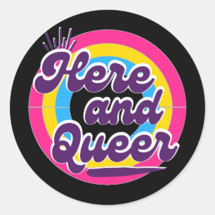 LGBTQ：パンセクシャル国旗 – ここに同性愛者 ラウンドシール