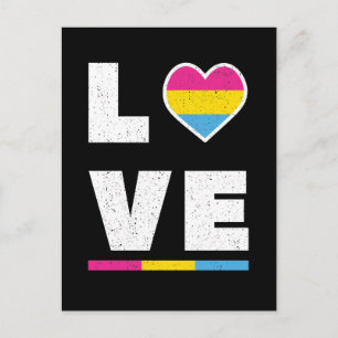 LGBTQ パンセクシャル プライド フラグ ディストレス グランジ ラブ ポストカード