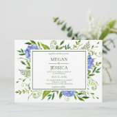 LGBTQ ブルーハイドランジアの花の結婚式 招待状 (スタンド正面)