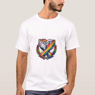 LGBTQ プライドとニューロダイバーシティの団結の手 グラフィック Tシャツ