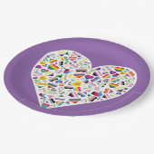 LGBTQ+プライドフラグハートの組み合わせ ペーパープレート (アングル)