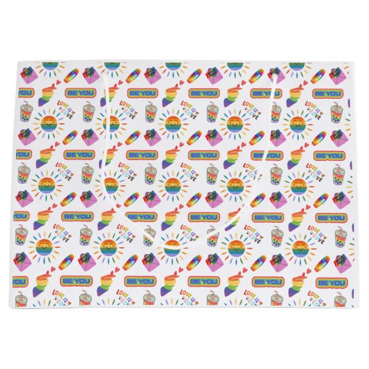 LGBTQ+プライドラブイズラブ抱き枕 ラージペーパーバッグ (正面)