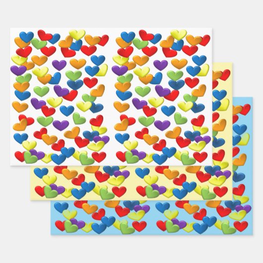 LGBTQ+ /プライドレインボーハート ラッピングペーパーシート (セット)