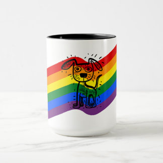 LGBTQ+プライドレインボーフラッグかわいいドッグマグカップ マグカップ