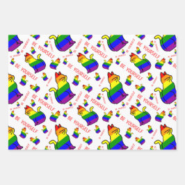 LGBTQ+プライド猫 – Be Yourself ラッピングペーパーシート