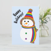 LGBTQ+プライド雪だるま 幸せなホリデー シーズンカード (スタンド正面)