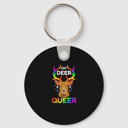 LGBTQ+ プライド キーチェーン おもしろ 鹿 デザイン (正面)