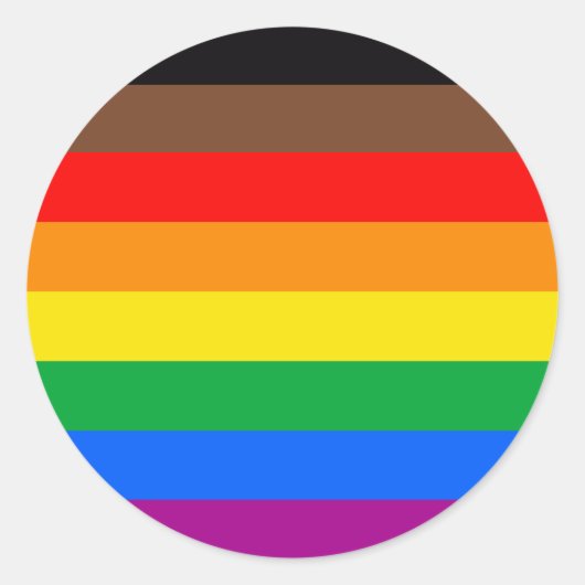 LGBTQ プライド フラッグ (8色) ラウンドシール (正面)