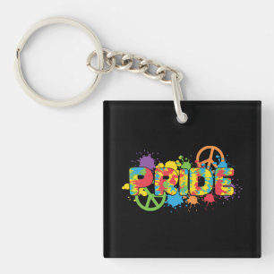 LGBTQ -プライド – レインボーカラー絵を描スプラッシュ キーホルダー