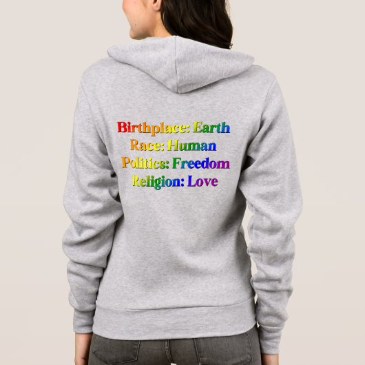 LGBTQ++ プライド - 出生地: 地球。 人種: 人間 パーカ (裏面)