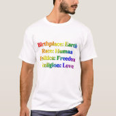 LGBTQ++ プライド - 出生地: 地球。 人種: 人間 Tシャツ (正面)