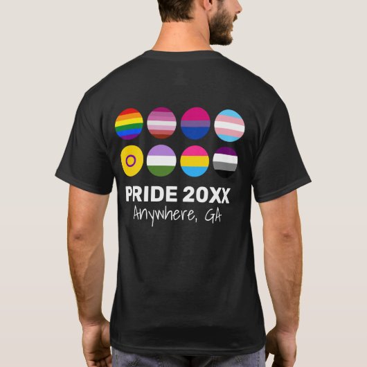 LGBTQ+プライド（暗い色の背面イメージ）カスタム Tシャツ (裏面)