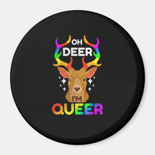 LGBTQ+ プライド 鹿 ユーモア デザイン マグネット (正面)
