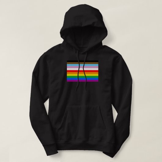 LGBTQ+ プログレスフラッグ ストライプ パーカ (デザイン正面)