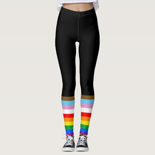 LGBTQ+ プログレスフラッグ ストライプ レギンス (正面)